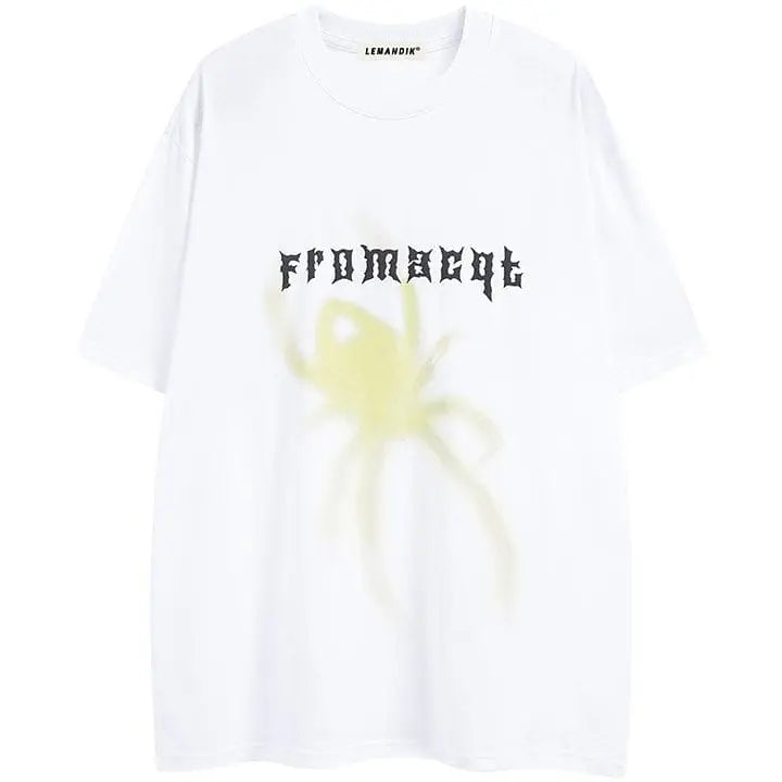 Sneakerhill® Oversize Cotton T-shirt Spider Print - sneakerhillcom