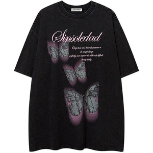 Sneakerhill® Oversize T-shirt Broken Butterfly - sneakerhillcom