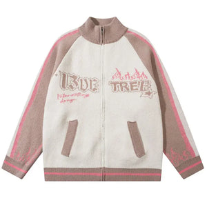 Sneakerhill® Oversize Zip Up Sweater Cardigan Flame Sneakerhill