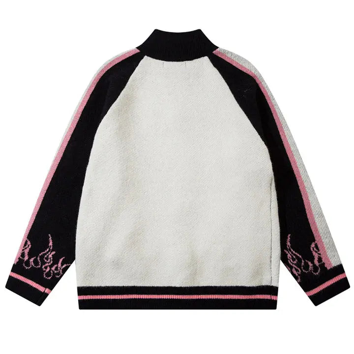 Sneakerhill® Oversize Zip Up Sweater Cardigan Flame Sneakerhill