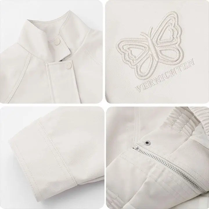 Sneakerhill® PU Leather Jacket Embroidery Butterfly Sneakerhill