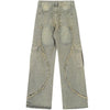 Sneakerhill® Patchwork Fringe Heart Wide Leg Jeans - sneakerhillcom