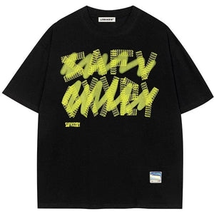 Sneakerhill® Punk Cotton T-Shirt Letter Foam - sneakerhillcom