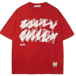 Sneakerhill® Punk Cotton T-Shirt Letter Foam - sneakerhillcom