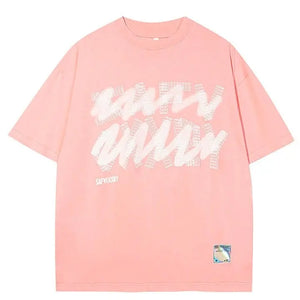 Sneakerhill® Punk Cotton T-Shirt Letter Foam - sneakerhillcom