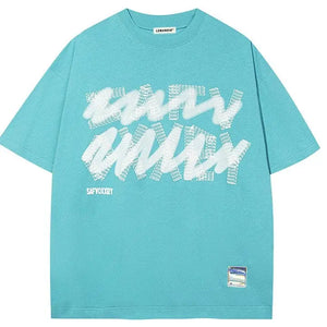 Sneakerhill® Punk Cotton T-Shirt Letter Foam - sneakerhillcom