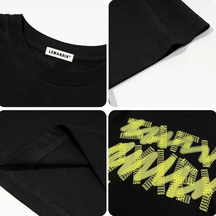 Sneakerhill® Punk Cotton T-Shirt Letter Foam - sneakerhillcom