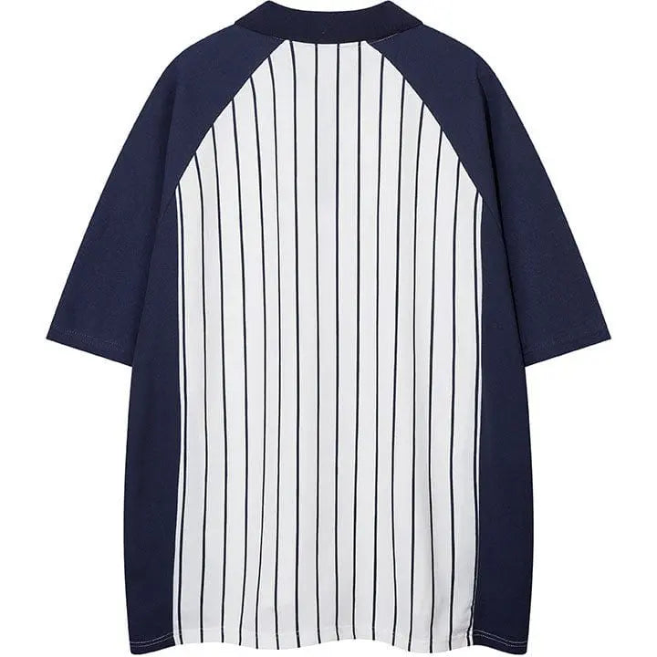 Sneakerhill® Quarter Zip T-shirt Striped Pattern - sneakerhillcom