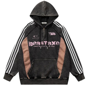 Sneakerhill® Racing Style Patchwork Hoodie Side Stripes Sneakerhill