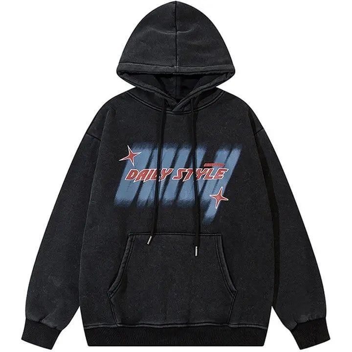 Sneakerhill® Retro Graphic Hoodie Letter Print - sneakerhillcom