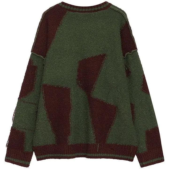 Sneakerhill® Retro Knit Sweater Color Block Patchwork - sneakerhillcom