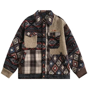 Sneakerhill® Retro Plaid Patchwork Jacket - sneakerhillcom