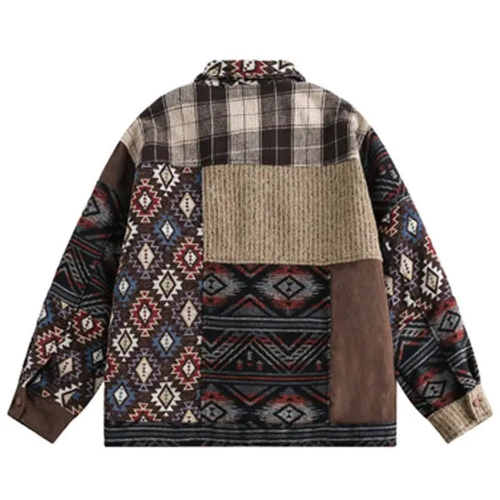 Sneakerhill® Retro Plaid Patchwork Jacket - sneakerhillcom