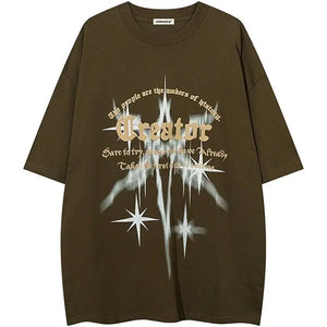 Sneakerhill® Retro Punk T-shirt Star Print - sneakerhillcom