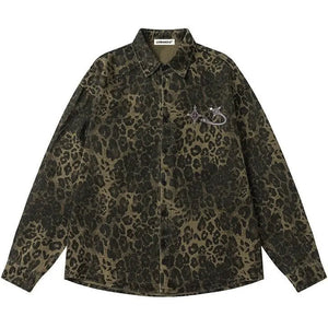 Sneakerhill® Retro Street Luxury Collared Leopard Shirt - sneakerhillcom