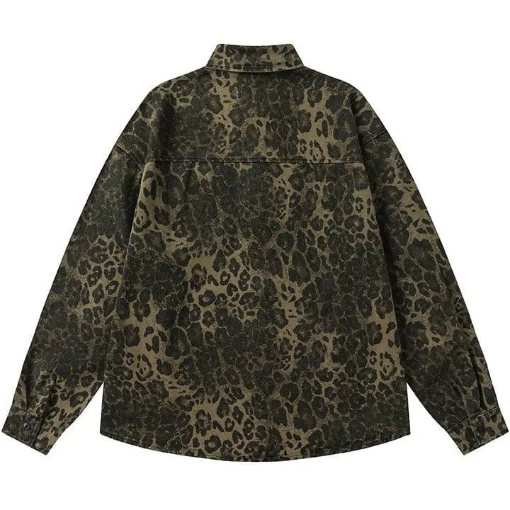 Sneakerhill® Retro Street Luxury Collared Leopard Shirt - sneakerhillcom