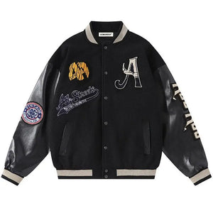 Sneakerhill® Retro Unisex Varsity Jacket Flocked A Sneakerhill