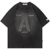 Sneakerhill® Retro Washed T-shirt Letter A - sneakerhillcom