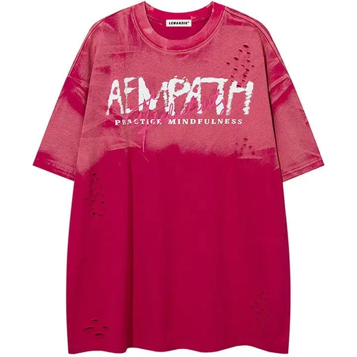 Sneakerhill® Ripped Washed T-shirt Letter Print - sneakerhillcom