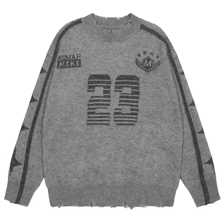 Sneakerhill® Side Star Jacquard Sweater No23 - sneakerhillcom