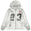 Sneakerhill® Silver Faux Leather Zipper Hoodie 23 Print - sneakerhillcom