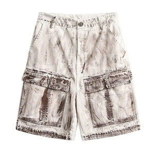 Sneakerhill® Simulated Dirt Washed Shorts - sneakerhillcom