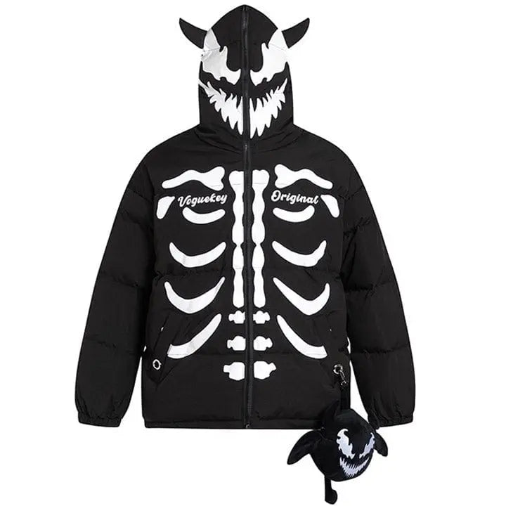 Sneakerhill® Skeleton Puffer Jacket with Devil Bag - sneakerhillcom