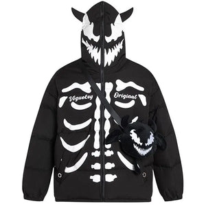 Sneakerhill® Skeleton Puffer Jacket with Devil Bag - sneakerhillcom