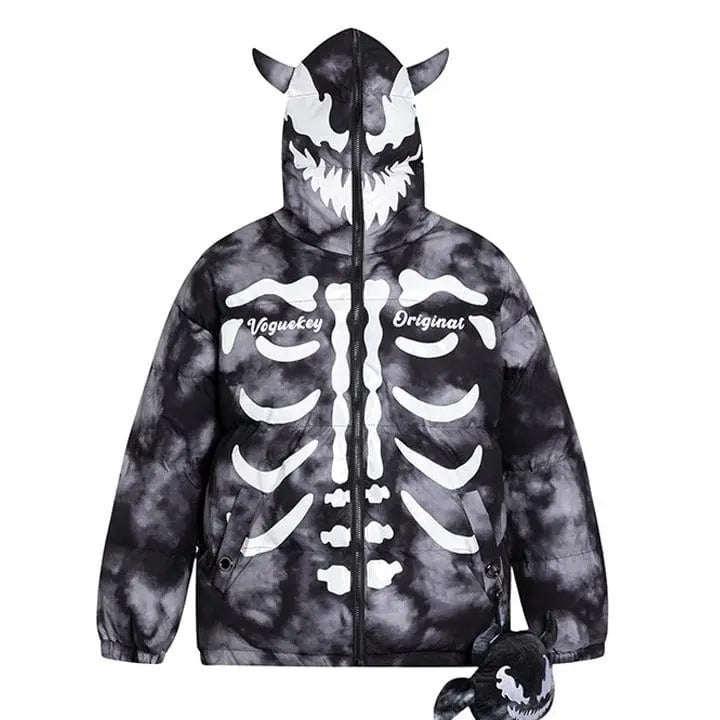 Sneakerhill® Skeleton Puffer Jacket with Devil Bag - sneakerhillcom