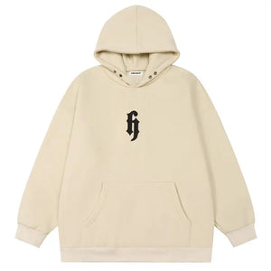 Sneakerhill® Solid Color Hoodie Embroidery H - sneakerhillcom