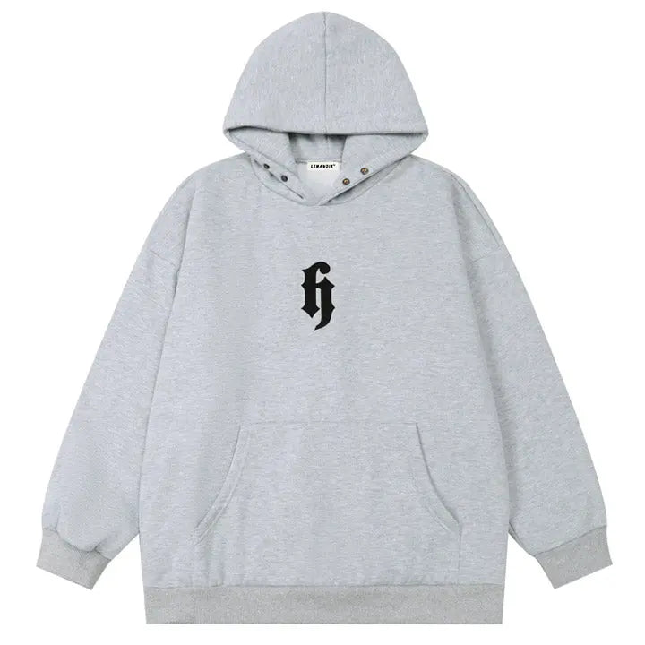 Sneakerhill® Solid Color Hoodie Embroidery H - sneakerhillcom