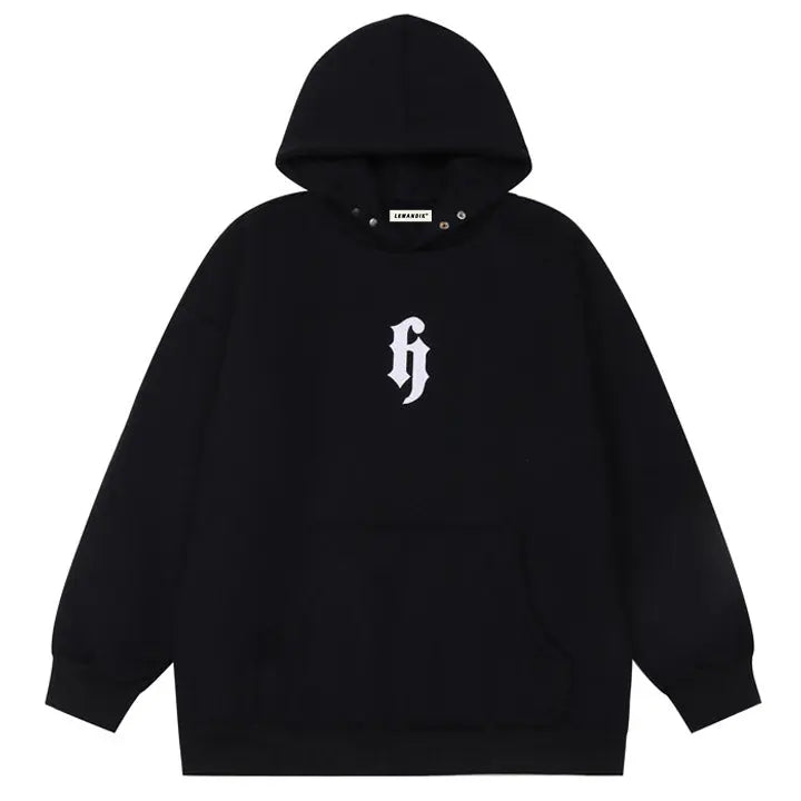 Sneakerhill® Solid Color Hoodie Embroidery H - sneakerhillcom