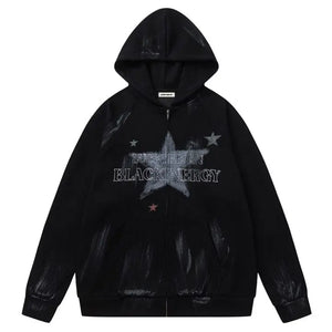 Sneakerhill® Star Print Zip-Up Hoodie - sneakerhillcom