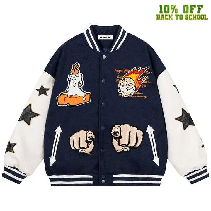 Sneakerhill® Star Varsity Jacket Class of Candles - sneakerhillcom