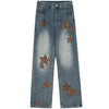 Sneakerhill® Straight Leg Jeans Leopard Star Patch - sneakerhillcom