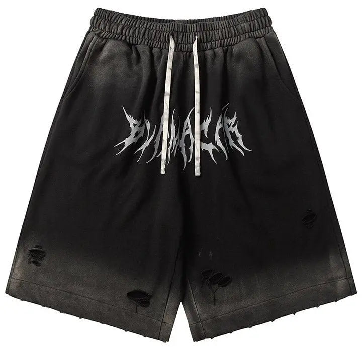 Sneakerhill® Street Style Gothic Letter Print Shorts - sneakerhillcom