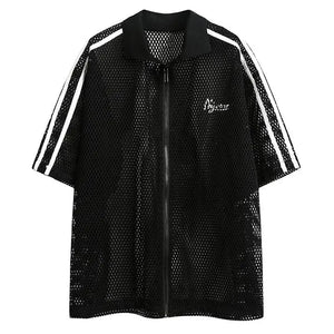 Sneakerhill® Street Style Mesh Fishnet Shirt - sneakerhillcom