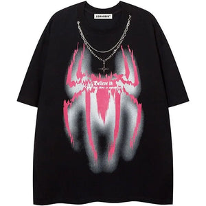 Sneakerhill® Street Style T-shirt Spider Print - sneakerhillcom