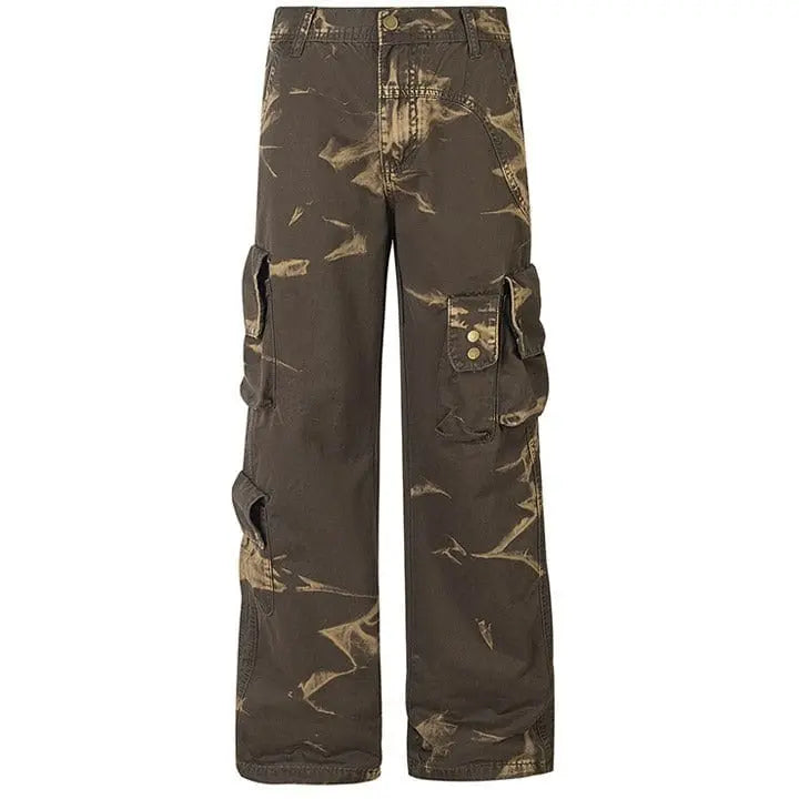 Sneakerhill® Street Style Washed Cargo Pants Fire - sneakerhillcom