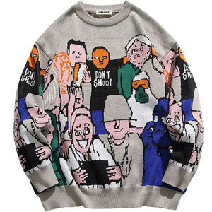 Sneakerhill® Streetwear Cartoon Knitted Sweater Character - sneakerhillcom