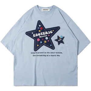 Sneakerhill® Summer Cotton T-shirt Embroidery Star - sneakerhillcom