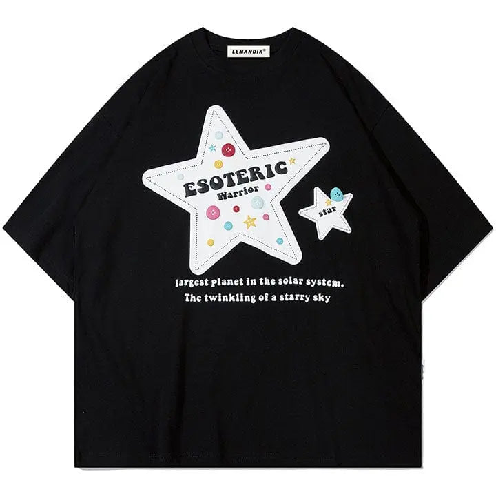 Sneakerhill® Summer Cotton T-shirt Embroidery Star - sneakerhillcom