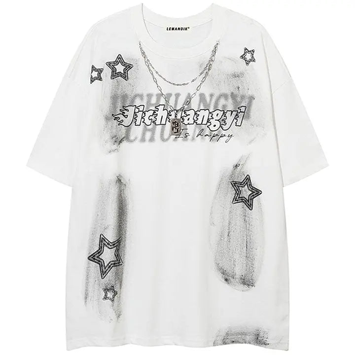 Sneakerhill® Summer Graphic T-shirt Star Print - sneakerhillcom