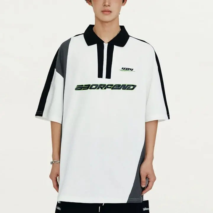 Sneakerhill® Summer Patchwork Jersey Polo T-shirt - sneakerhillcom