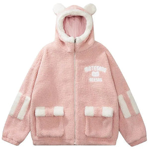 Sneakerhill® Teddy Hooded Jacket Bear Ears - sneakerhillcom