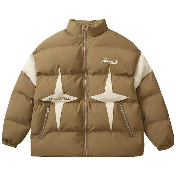 Sneakerhill® Thicken Winter Coat Color Block Star - sneakerhillcom