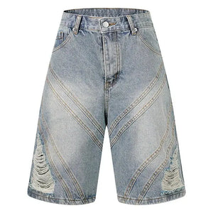 Sneakerhill® Trendy Distressed Washed Denim Shorts - sneakerhillcom