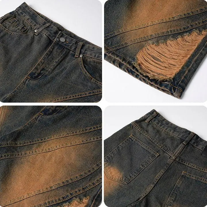 Sneakerhill® Trendy Distressed Washed Denim Shorts - sneakerhillcom