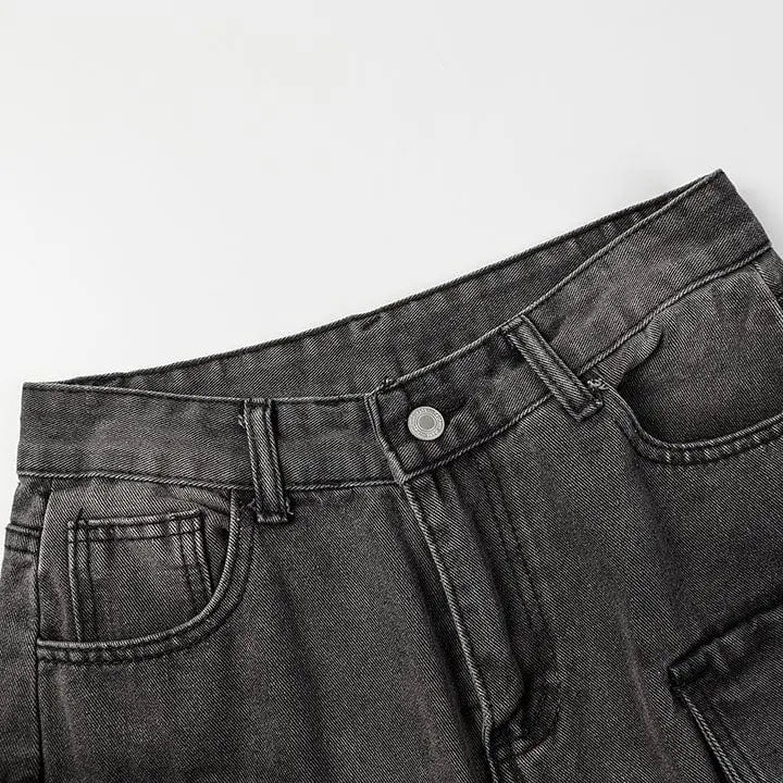 Sneakerhill® Unique Utility Cargo Jeans Multiple Pockets - sneakerhillcom