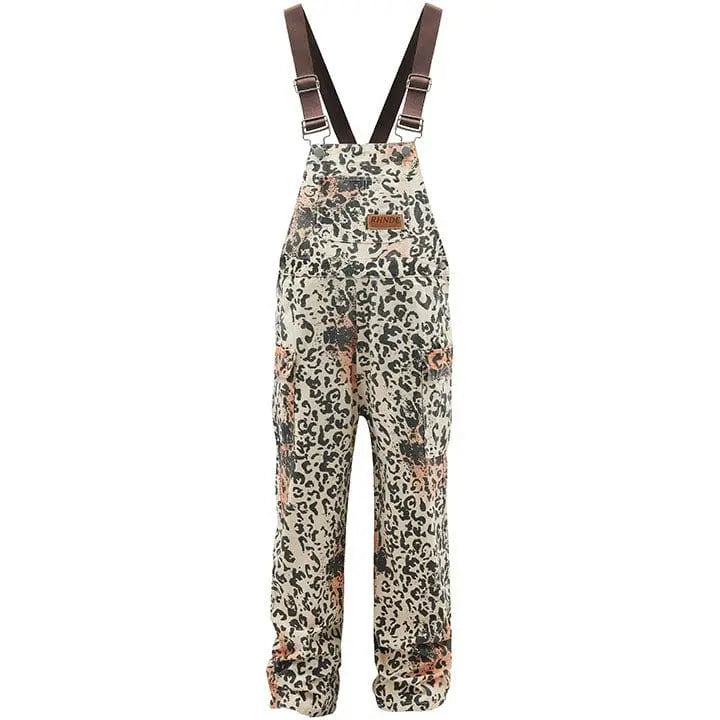 Sneakerhill® Unisex Apricot Leopard Print Overalls - sneakerhillcom